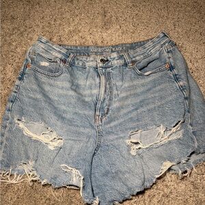 American Eagle Outfitters Light Blue Distressed Jean Shorts